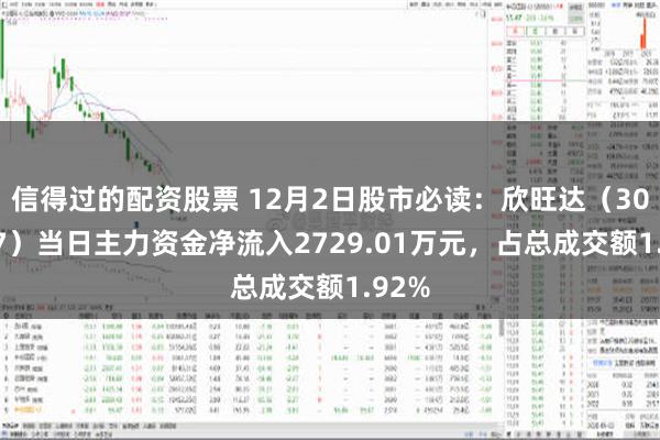 信得过的配资股票 12月2日股市必读：欣旺达（300207）当日主力资金净流入2729.01万元，占总成交额1.92%